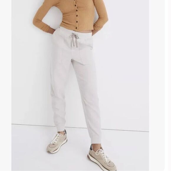Madewell Waffle back Joggers 100% cotton thick textured neutral cream pant : - Picture 1 of 9